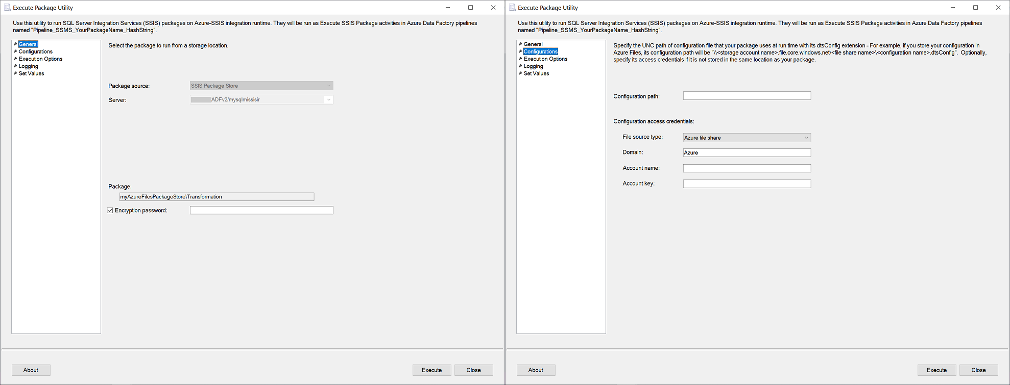 Execute Package Utility pages 1 & 2