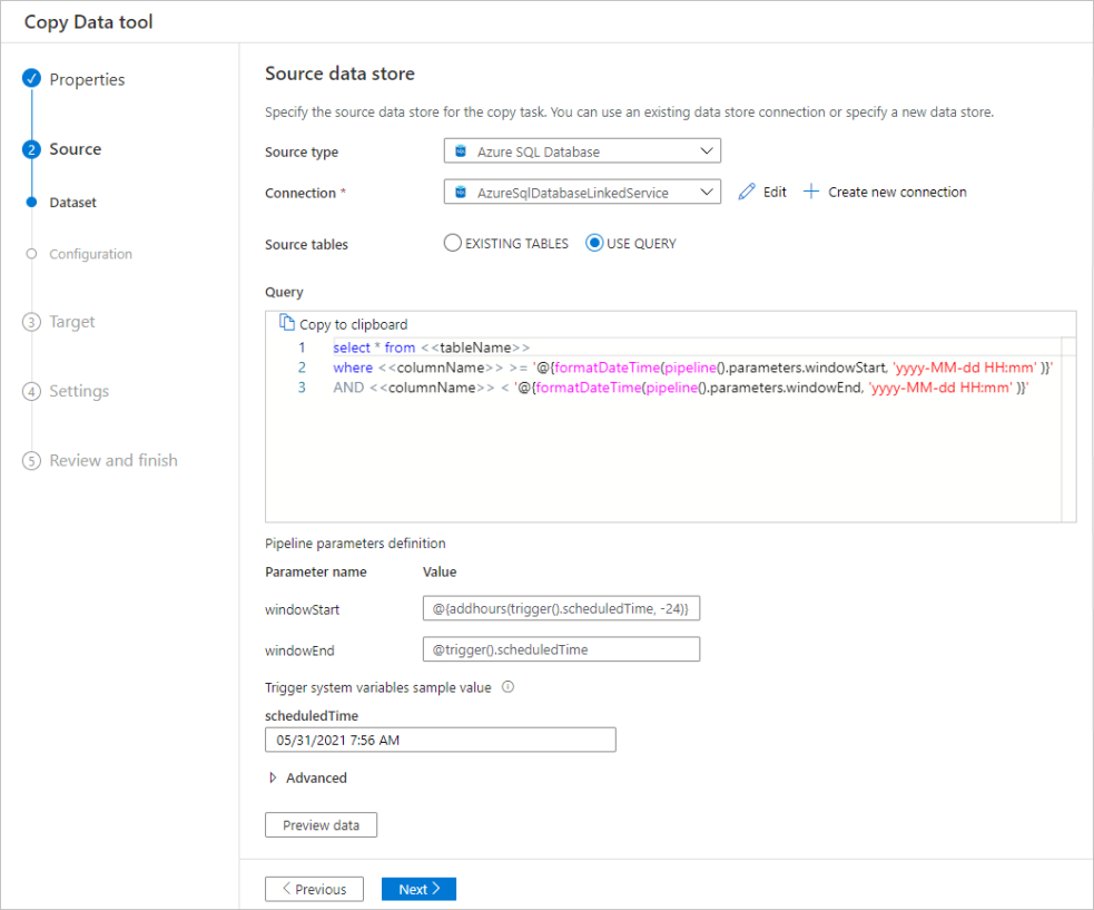 Filter data in a database