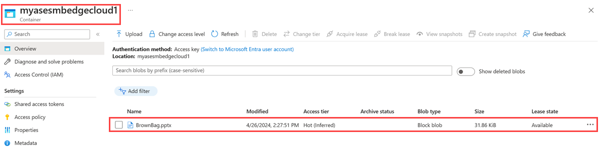 Verify data in storage account