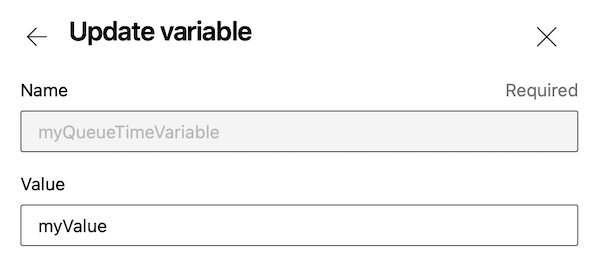 Screenshot of updating the value of a queue-time variable.