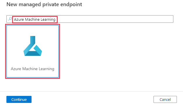 Screenshot of selecting Azure Machine Learning.