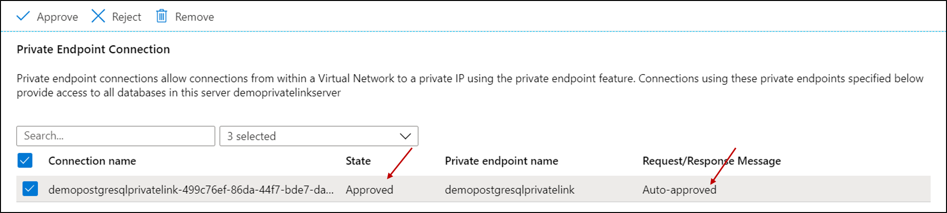 select the private endpoint final state