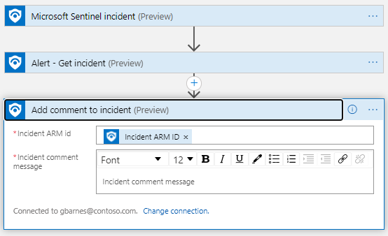 Screenshot of an alert trigger simple add comment example.