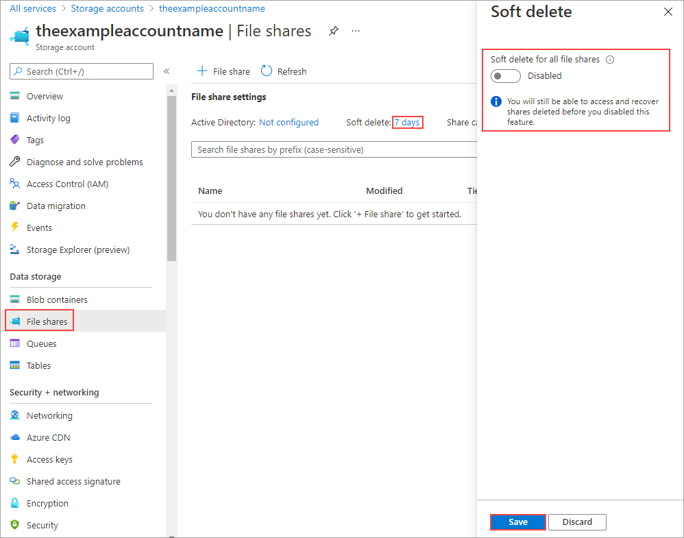 Disabling soft delete will allow you to immediately and permanently delete all file shares in your storage account.