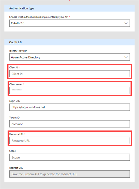 OAuth settings.