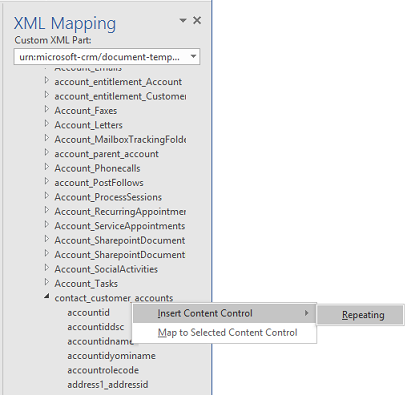 Задаване на поле за повтаряне в екрана за XML съпоставяне.
