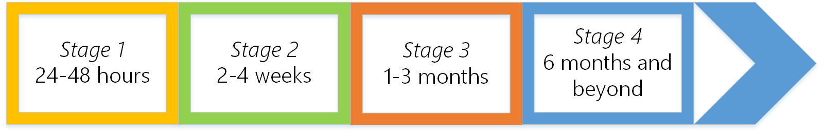 Stages of the roadmap with time lines