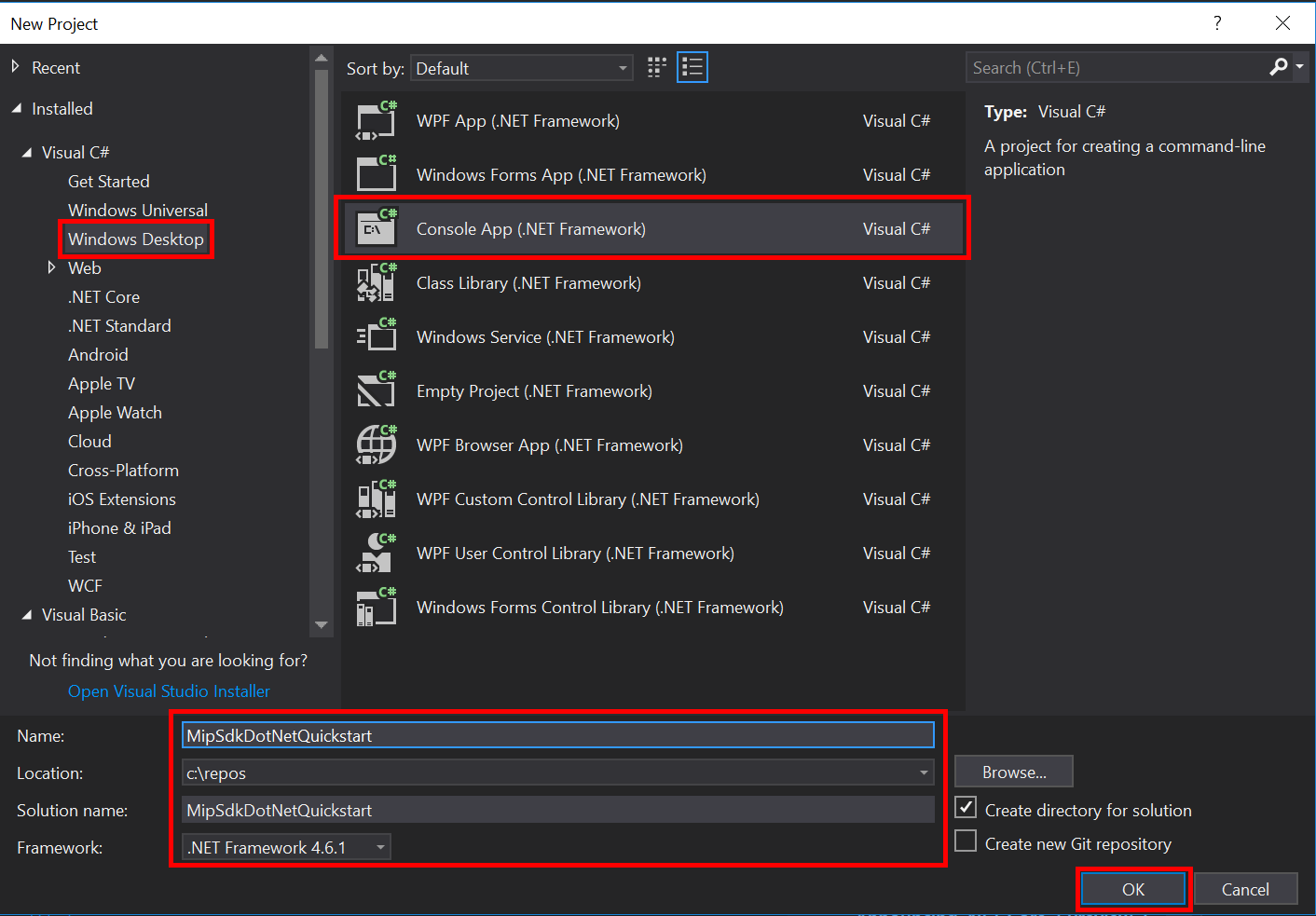 Visual Studio solution creation