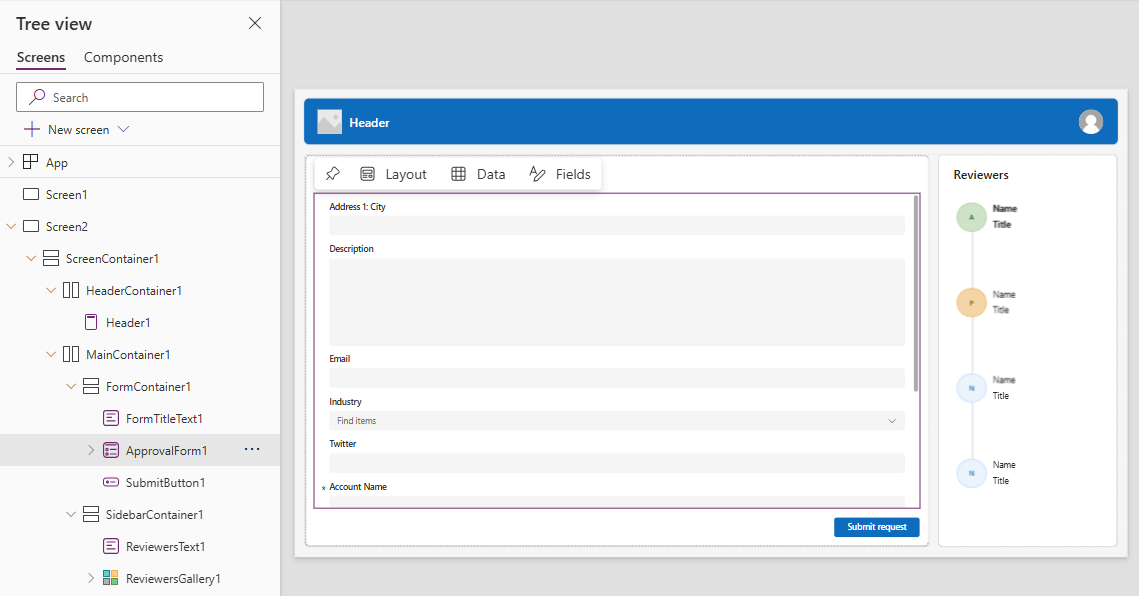 Екранна снимка, показваща екрана Заявка за одобрение.