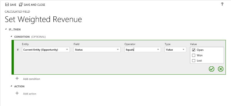 Задаване на претеглен приход в Dynamics 365.