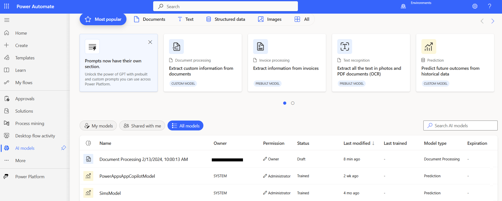 Използвайте AI строител в Power Automate.