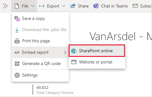 Screenshot showing More options menu with SharePoint Online highlighted.