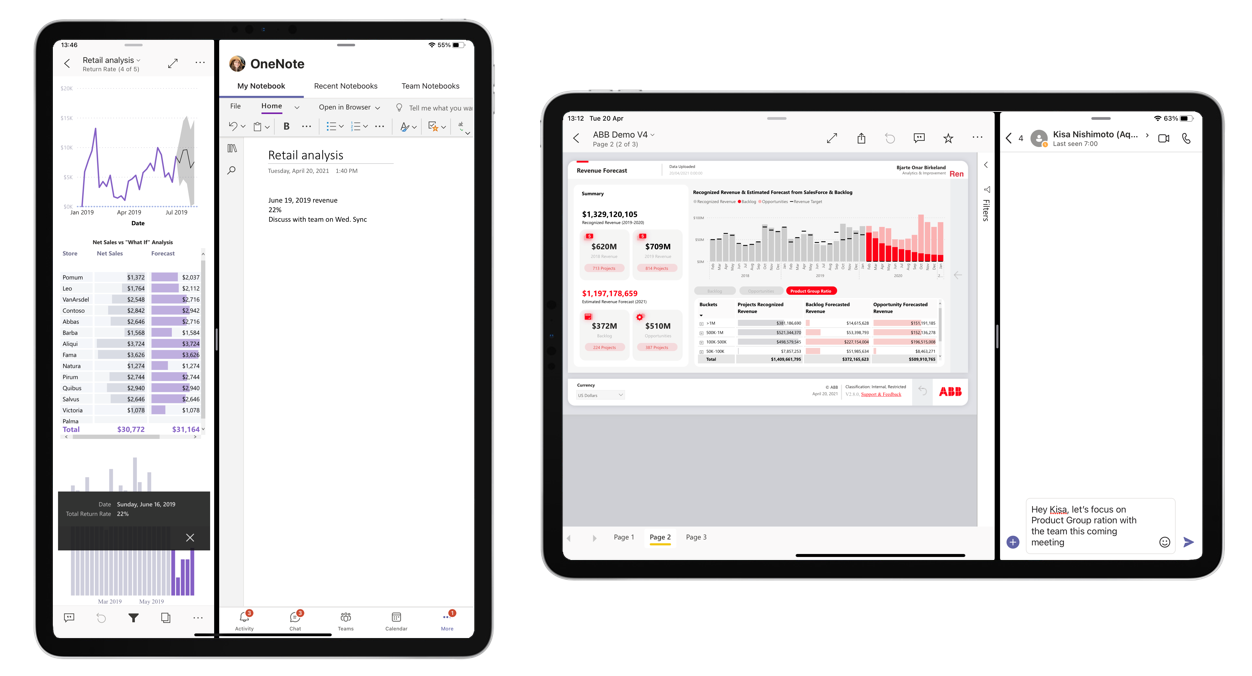 Screenshot showing Power BI in split-screen mode.