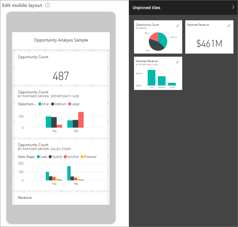 Screenshot of a phone dashboard, showing tiles in the Unpinned tiles pane.