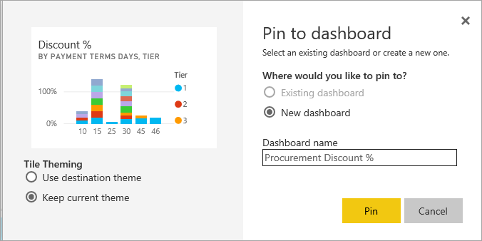 Screenshot of the Pin to dashboard window.