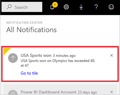 Screenshot of All Notifications, highlighting the alert.