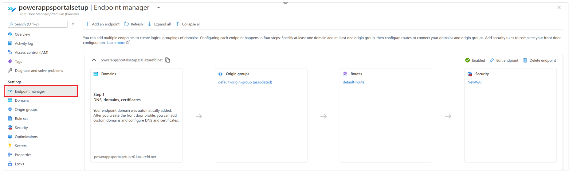 Изберете Мениджър на крайни точки.