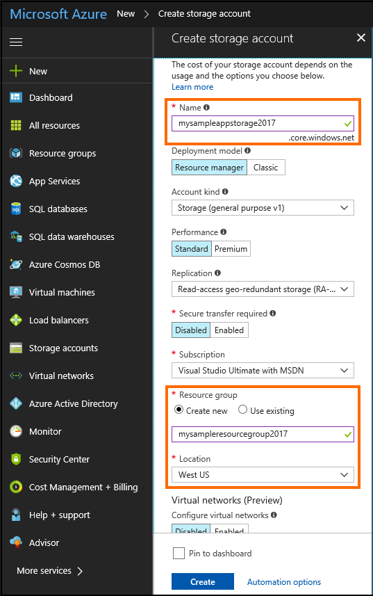 Specifying account values