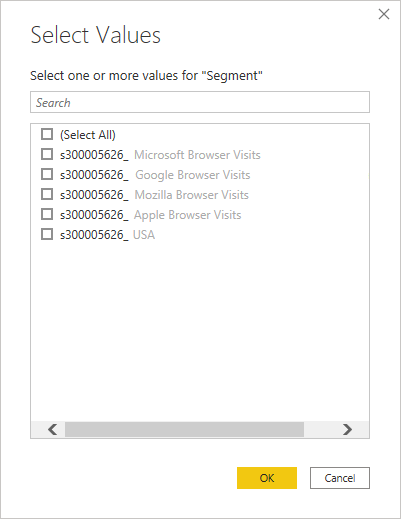 Select the list of segments.