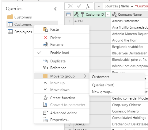 Working with groups in Power Query.