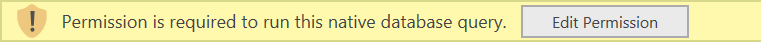 Screenshot of the native database query message.