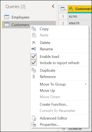 Queries Pane Context Menu on Query Desktop.