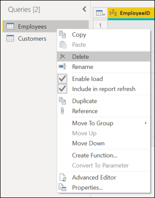 Queries Pane On Query Delete.