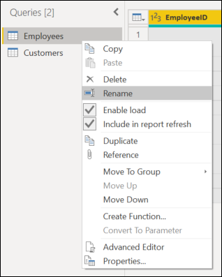 Queries Pane On Query Rename.