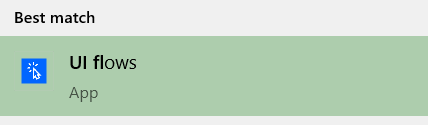 Screenshot to search for the U I Flows app in the start menu.