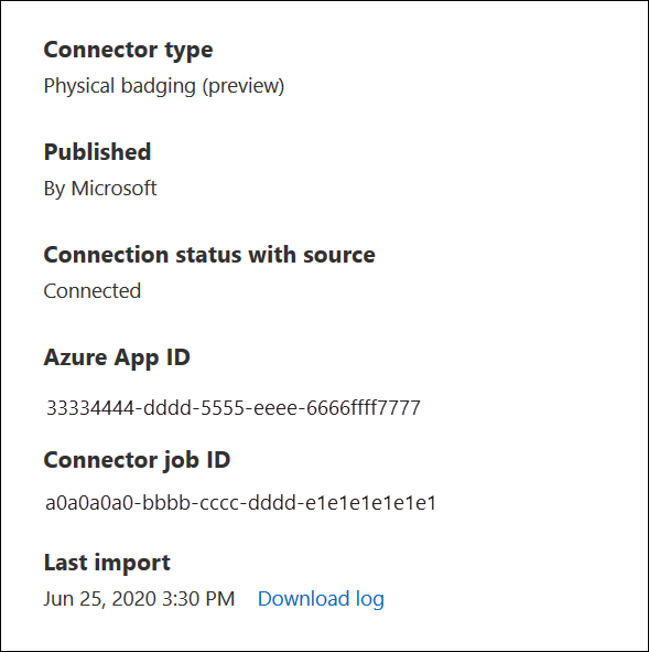 Status flyout page for physical badging connector.