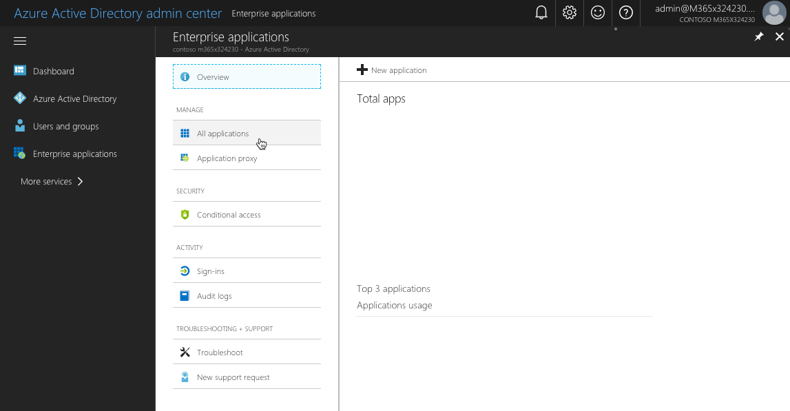The 'All applications' link highlighted in the Entra ID portal