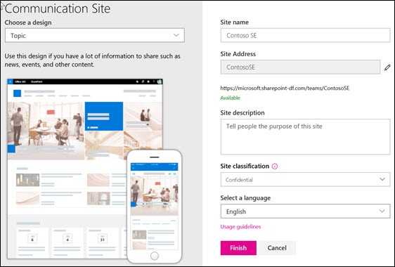 Image of the edit pane for the Topic layout