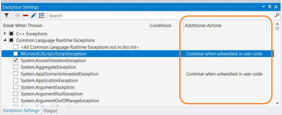Additional-Actions-Column Screenshot of Additional Actions column.