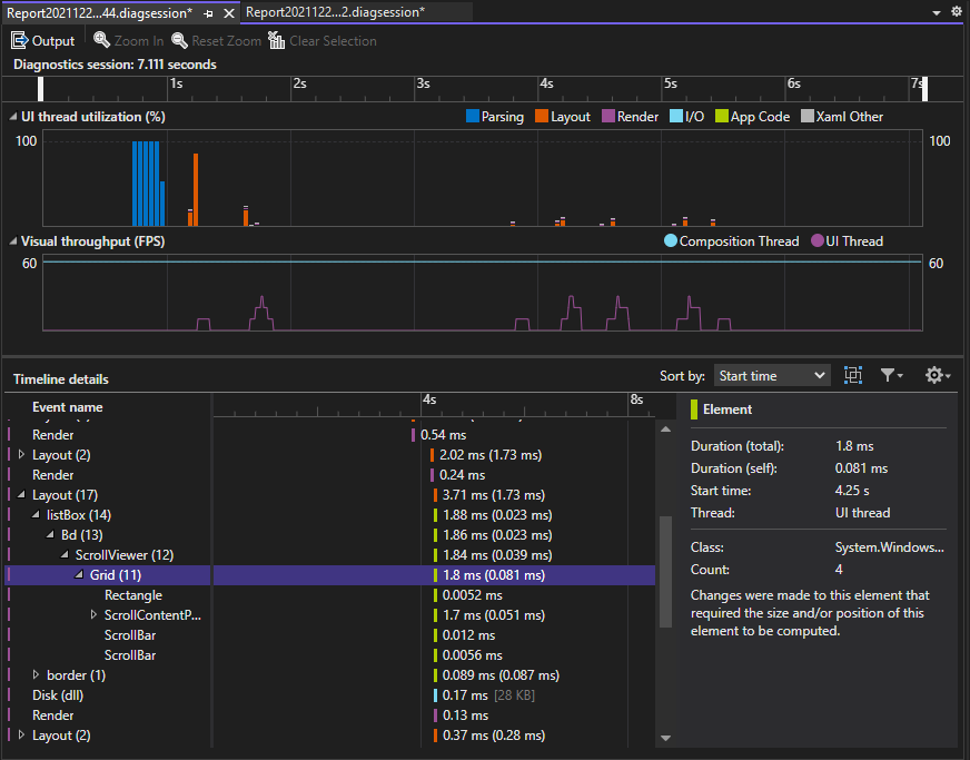 Application Timeline profiling tool