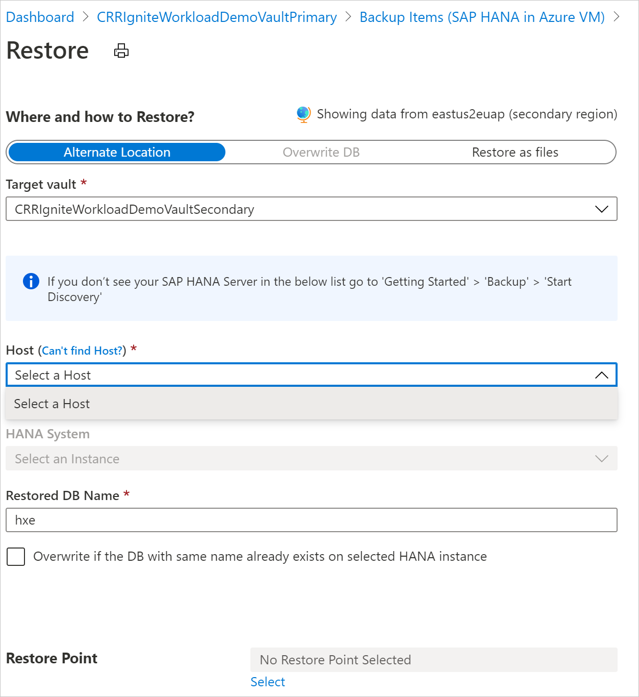 Screenshot that shows the 'Where and how to Restore?' pane.