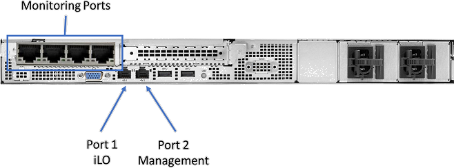 Photo of the back panel of the HPE ProLiant DL20.