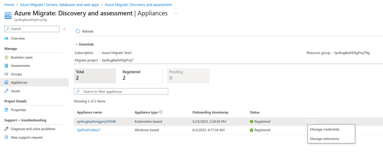 Screenshot displays the Manage credentials option.