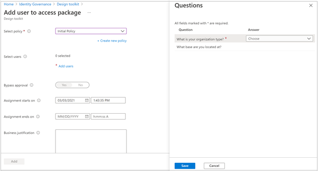 Assignments - questions pane