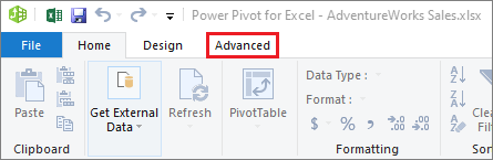 PowerPivot Advanced tab