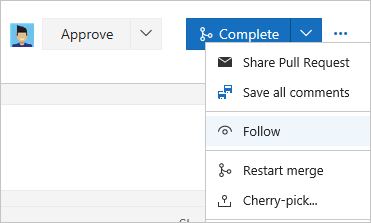 Pull Request, context menu, Follow icon option