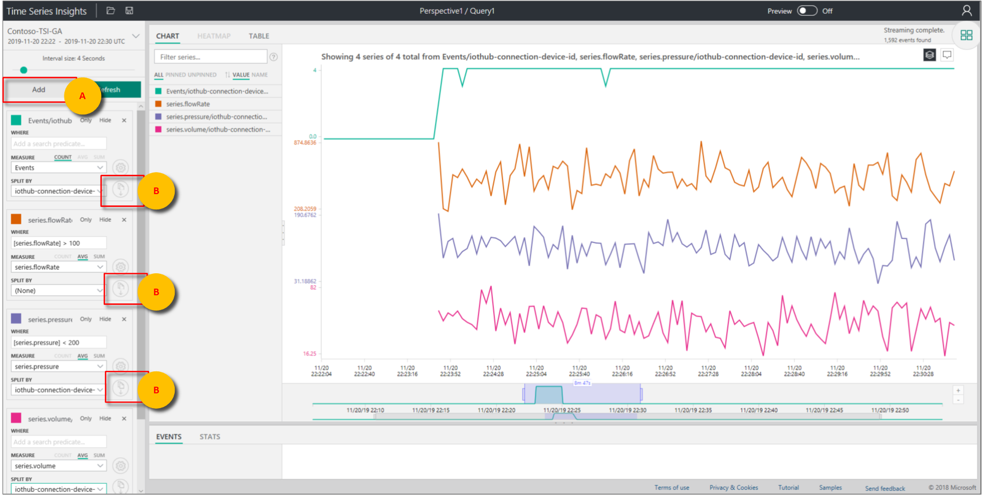 Terms selection, filtering, and query panel
