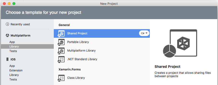 New Solution New Shared Project