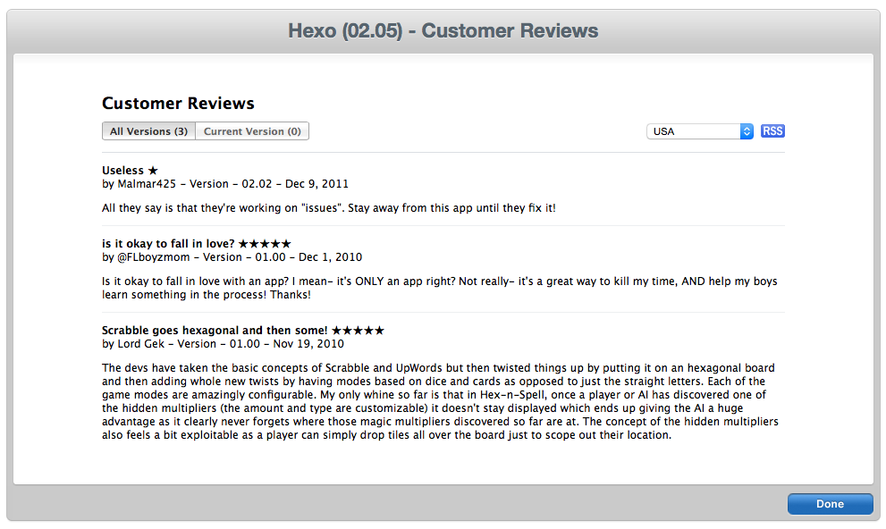 Viewing Application Reviews