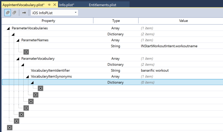Add another new key with the Type of Dictionary.