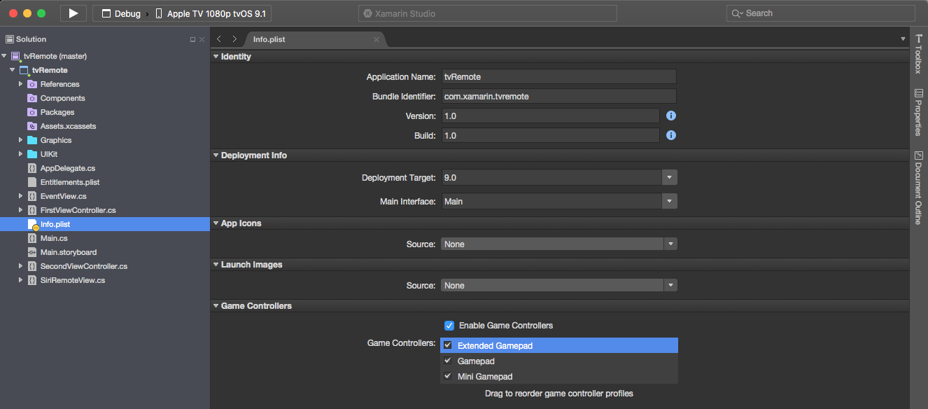 The Info.plist editor