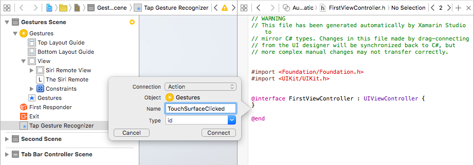 An Action from the Tap Gesture Recognizer