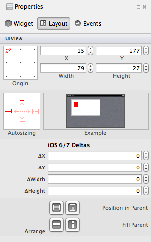 Screenshot shows the Properties Pad of the I O S designer.