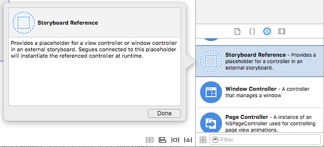 Selecting a Storyboard Reference in the Library