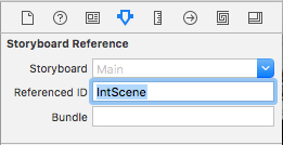 Setting the Reference I D to IntScene under Storyboard Reference.