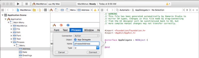 Configuring the action Configuring the action by entering a name.